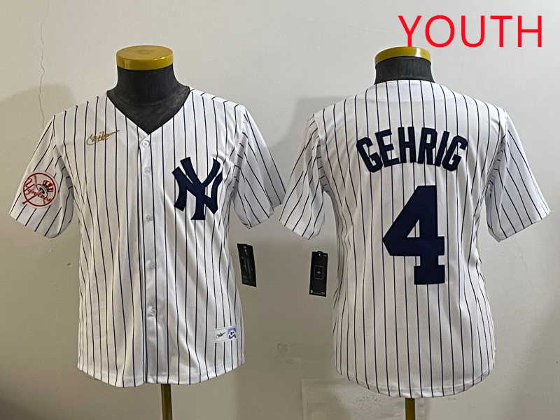 Youth New York Yankees #4 Gehrig White 2025 Nike MLB jersey style 5